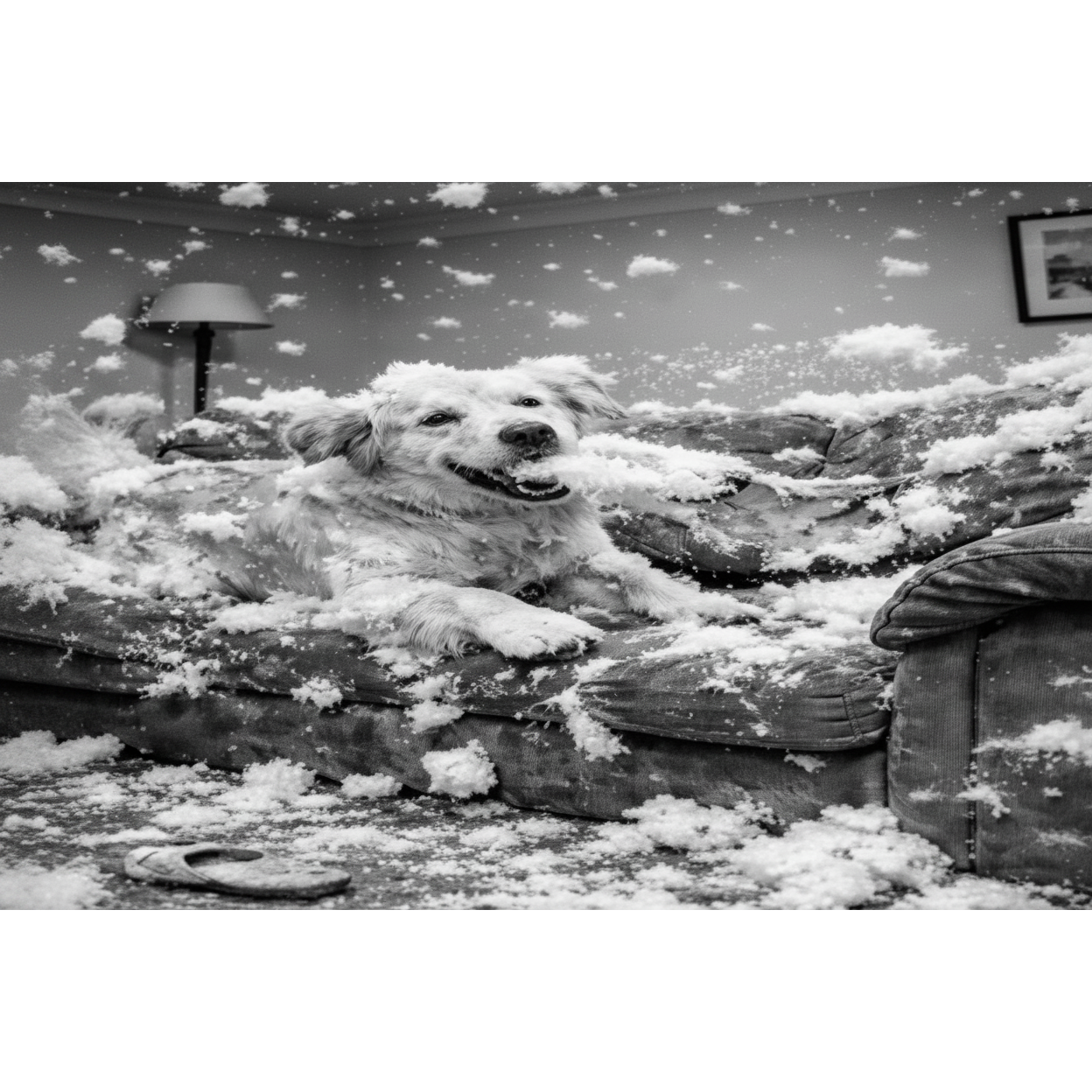 Balanced Bright Black and White Couch Dog